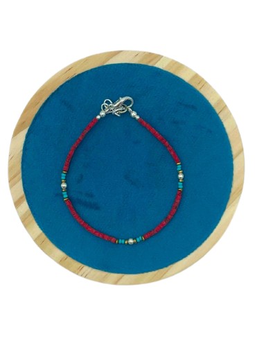 Bracelet népalais perles fines – Corail tribal