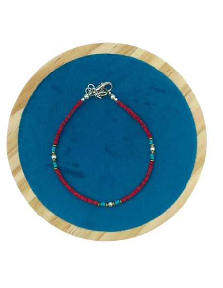 Bracelet népalais perles fines – Corail tribal