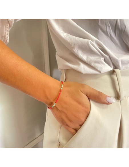 Bracelet népalais perles fines – Corail tribal