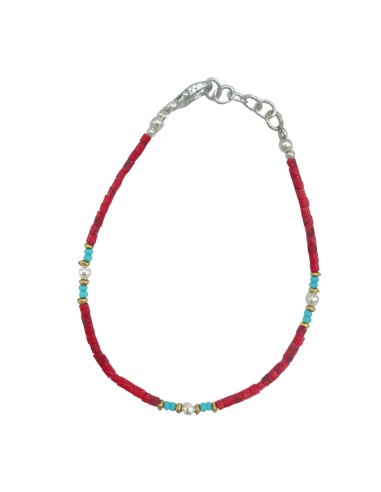Bracelet népalais perles fines – Corail tribal