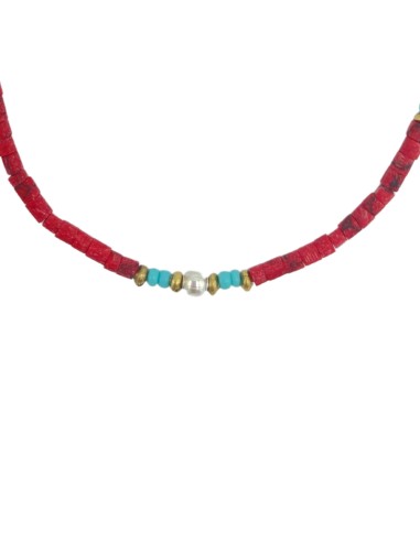 Bracelet népalais perles fines – Corail tribal