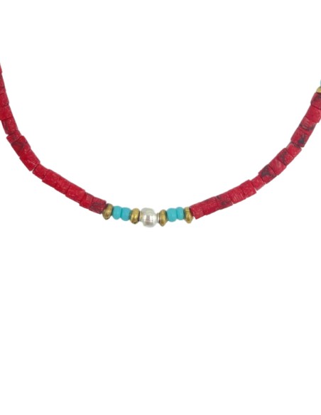 Bracelet népalais perles fines – Corail tribal