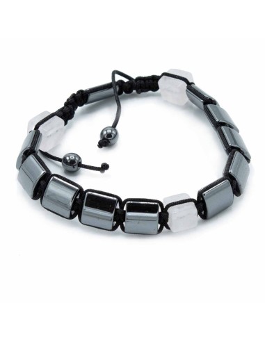 Bracelet Shamballa hématite – Cubes roses