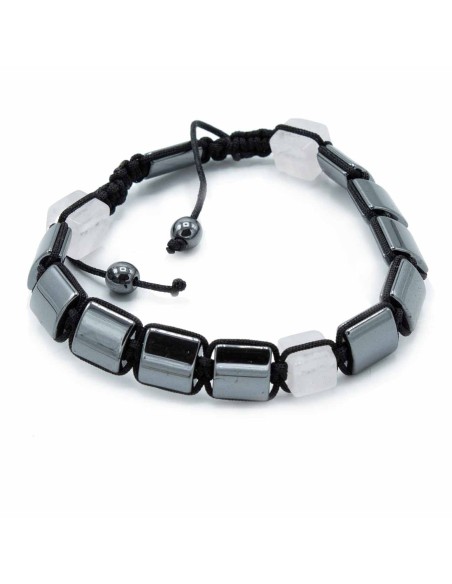 Bracelet Shamballa hématite – Cubes roses