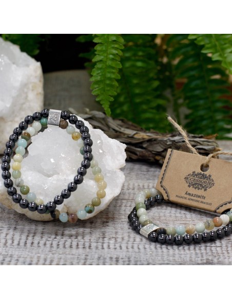 Bracelet magnétique en amazonite – Apaisement