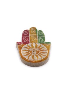 Porte?encens Hamsa en stéatite – Visage solaire