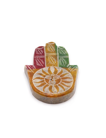Porte?encens Hamsa en stéatite – Visage solaire