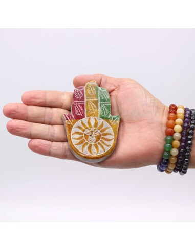Porte?encens Hamsa en stéatite – Visage solaire