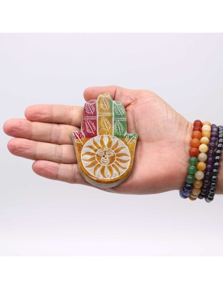 Porte?encens Hamsa en stéatite – Visage solaire