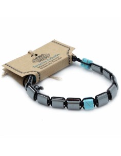 Bracelet Shamballa hématite – Cubes turquoise