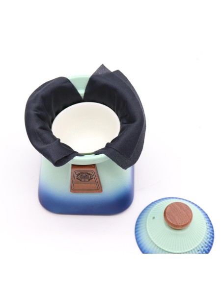 Service à thé Temple – Ciel bleu (théière & 3 tasses)