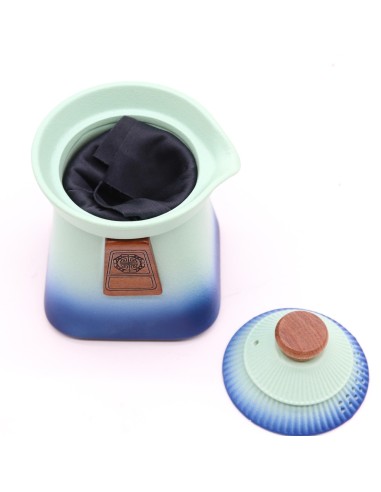 Service à thé Temple – Ciel bleu (théière & 3 tasses)