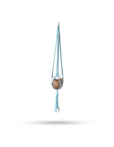 Suspension macramé bleue pour plante – Zen végétal