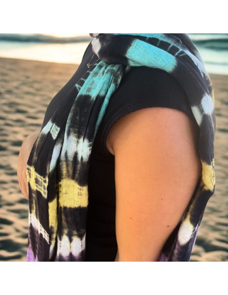 Étole Boho Java Art – Rayures multicolores
