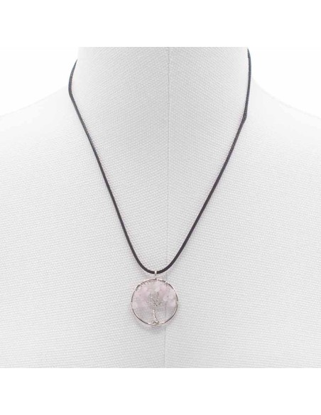 Pendentif Arbre de Vie en quartz rose – Amour zen