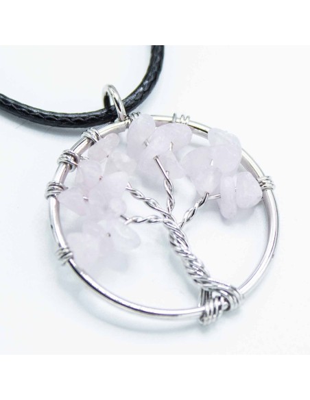 Pendentif Arbre de Vie en quartz rose – Amour zen