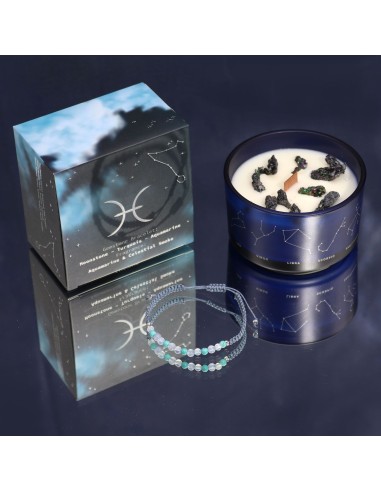 Bougie zodiac en cristal & bracelet – Poissons