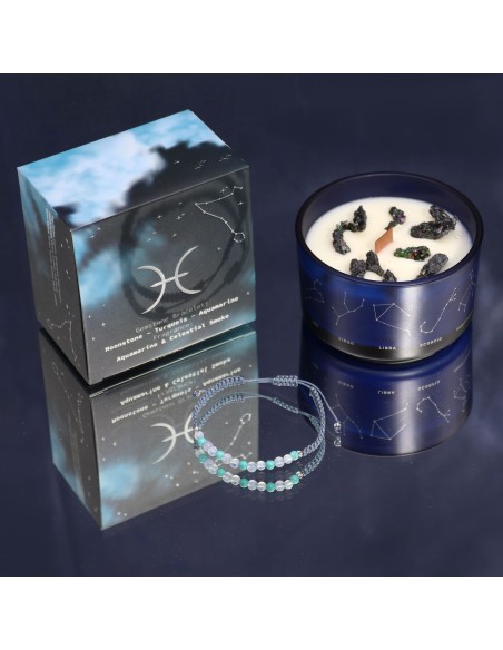 Bougie zodiac en cristal & bracelet – Poissons