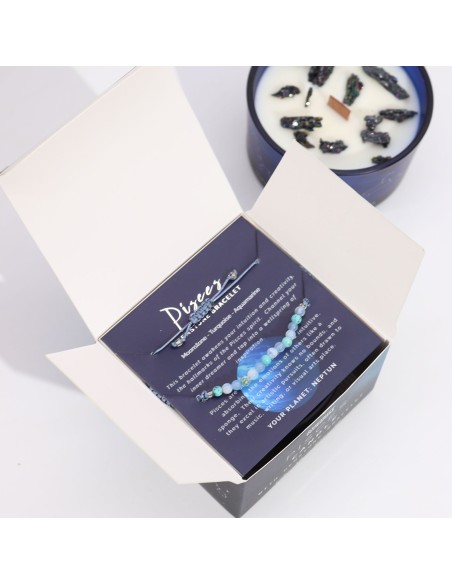 Bougie zodiac en cristal & bracelet – Poissons