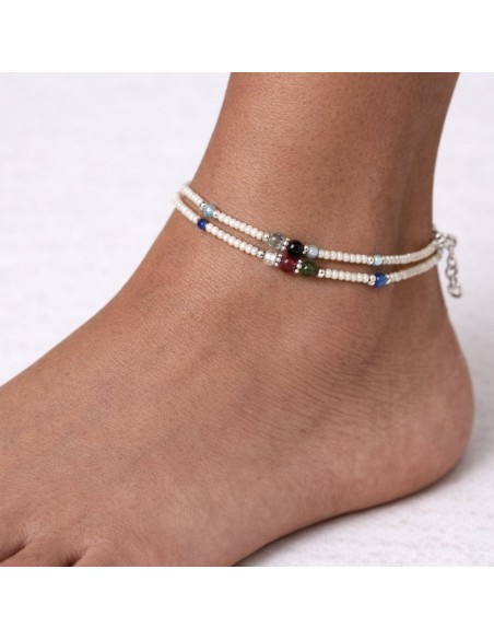 Chevillère népalaise double rang – Howlite blanche