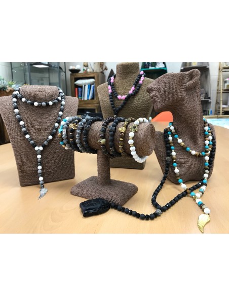 Collier Bouddha en pierre noire – Protection zen