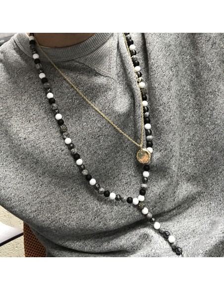 Collier Bouddha en pierre noire – Protection zen