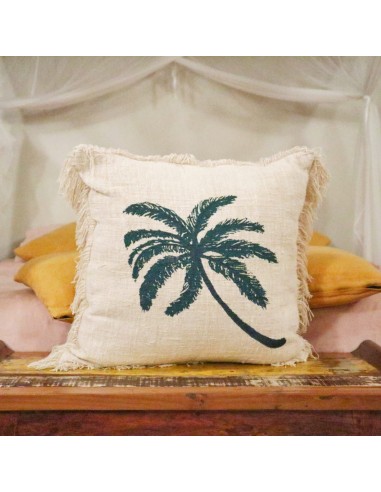 Housse de coussin en lin palmier – Grand format zen