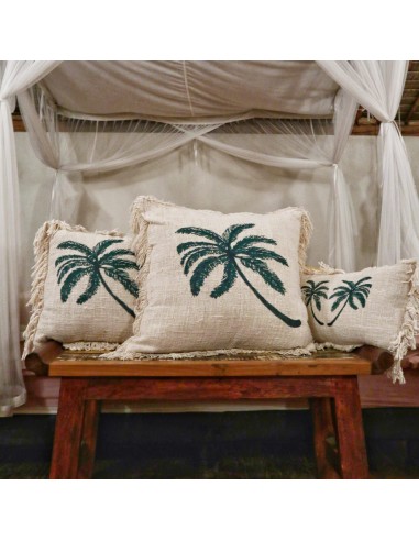 Housse de coussin en lin palmier – Grand format zen