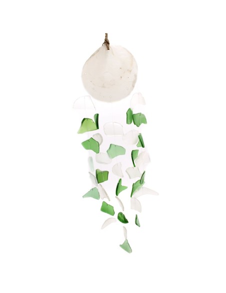 Carillon en verre recyclé – Vert & blanc