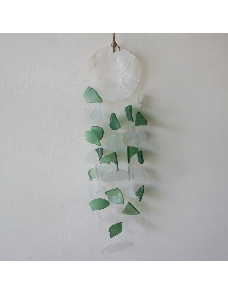 Carillon en verre recyclé – Vert & blanc
