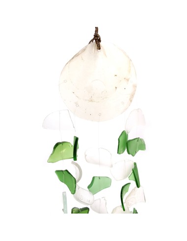 Carillon en verre recyclé – Vert & blanc