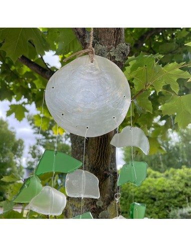 Carillon en verre recyclé – Vert & blanc