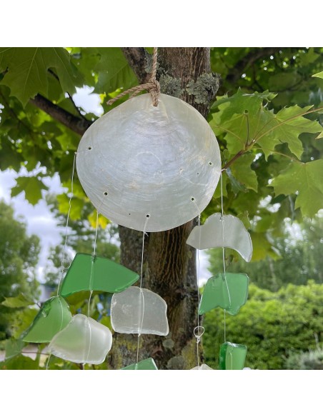 Carillon en verre recyclé – Vert & blanc