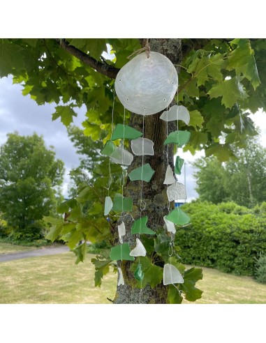Carillon en verre recyclé – Vert & blanc