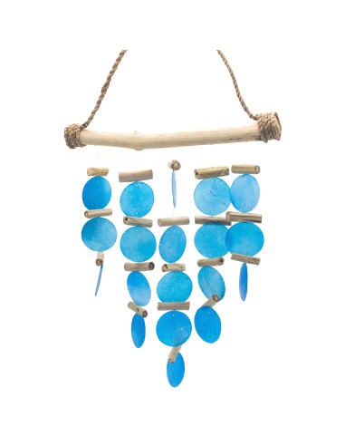 Carillon en bois flotté – Bleu zen