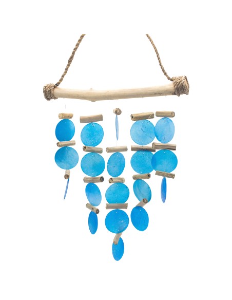 Carillon en bois flotté – Bleu zen