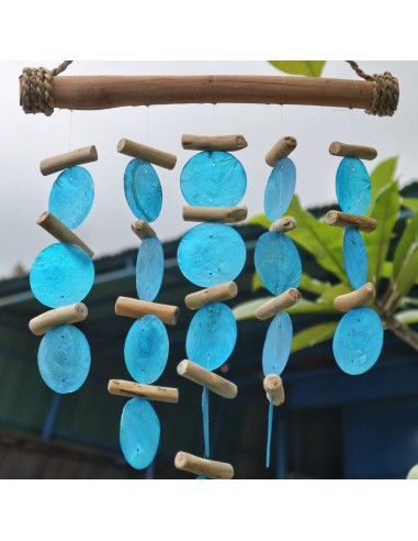 Carillon en bois flotté – Bleu zen
