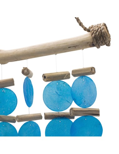 Carillon en bois flotté – Bleu zen