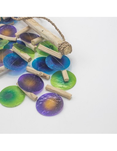 Carillon en bois flotté – Bleu zen