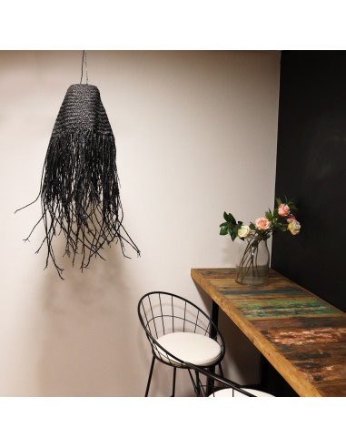 Abat-jour suspension tressée noire – Zen contemporain