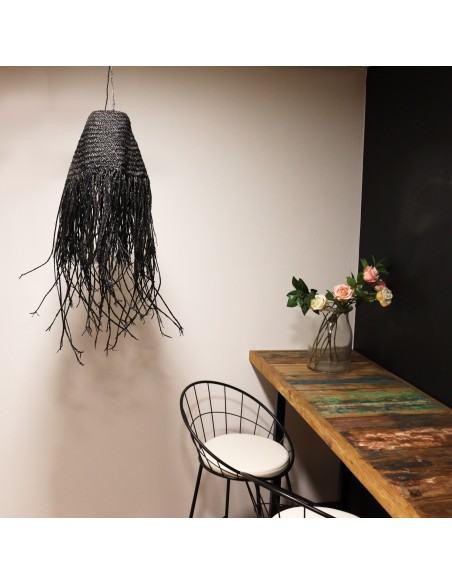 Abat-jour suspension tressée noire – Zen contemporain