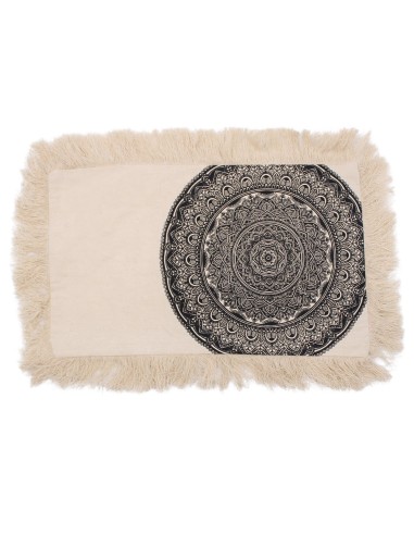 Coussin mandala traditionnel – Format allongé noir