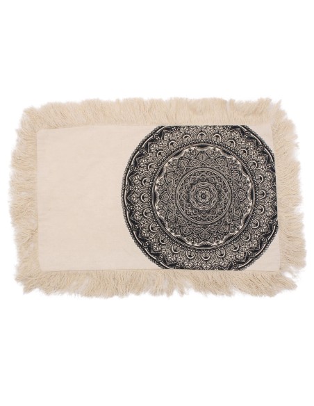 Coussin mandala traditionnel – Format allongé noir