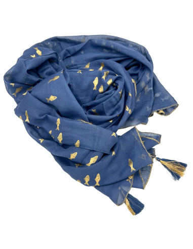 Pareo Nomad Sari méditerranéen – Poissons bleu marine & or