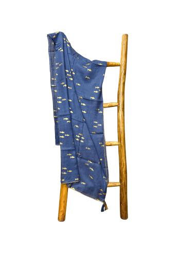 Pareo Nomad Sari méditerranéen – Poissons bleu marine & or