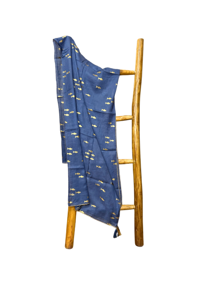 Pareo Nomad Sari méditerranéen – Poissons bleu marine & or