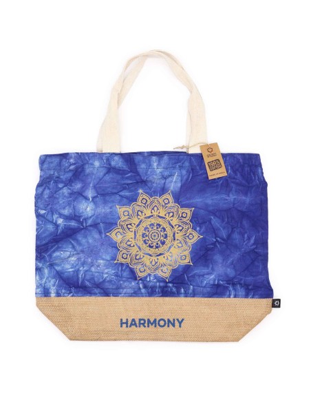 Sac naturel en coton – Bleu, mandala «?Harmonie?»