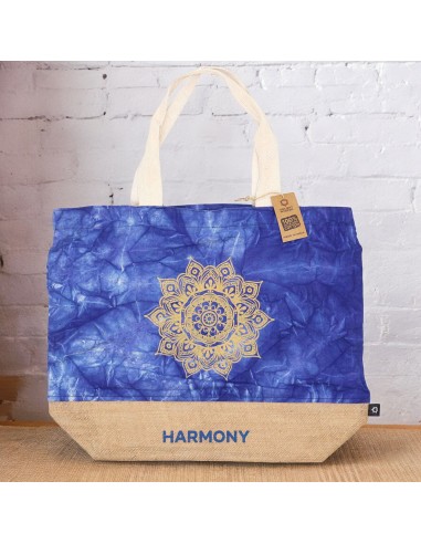 Sac naturel en coton – Bleu, mandala «?Harmonie?»