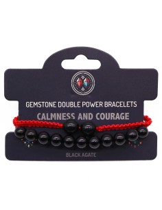 Bracelet spirituel double puissance en agate noire
