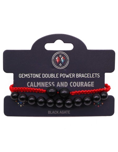 Bracelet spirituel double puissance en agate noire